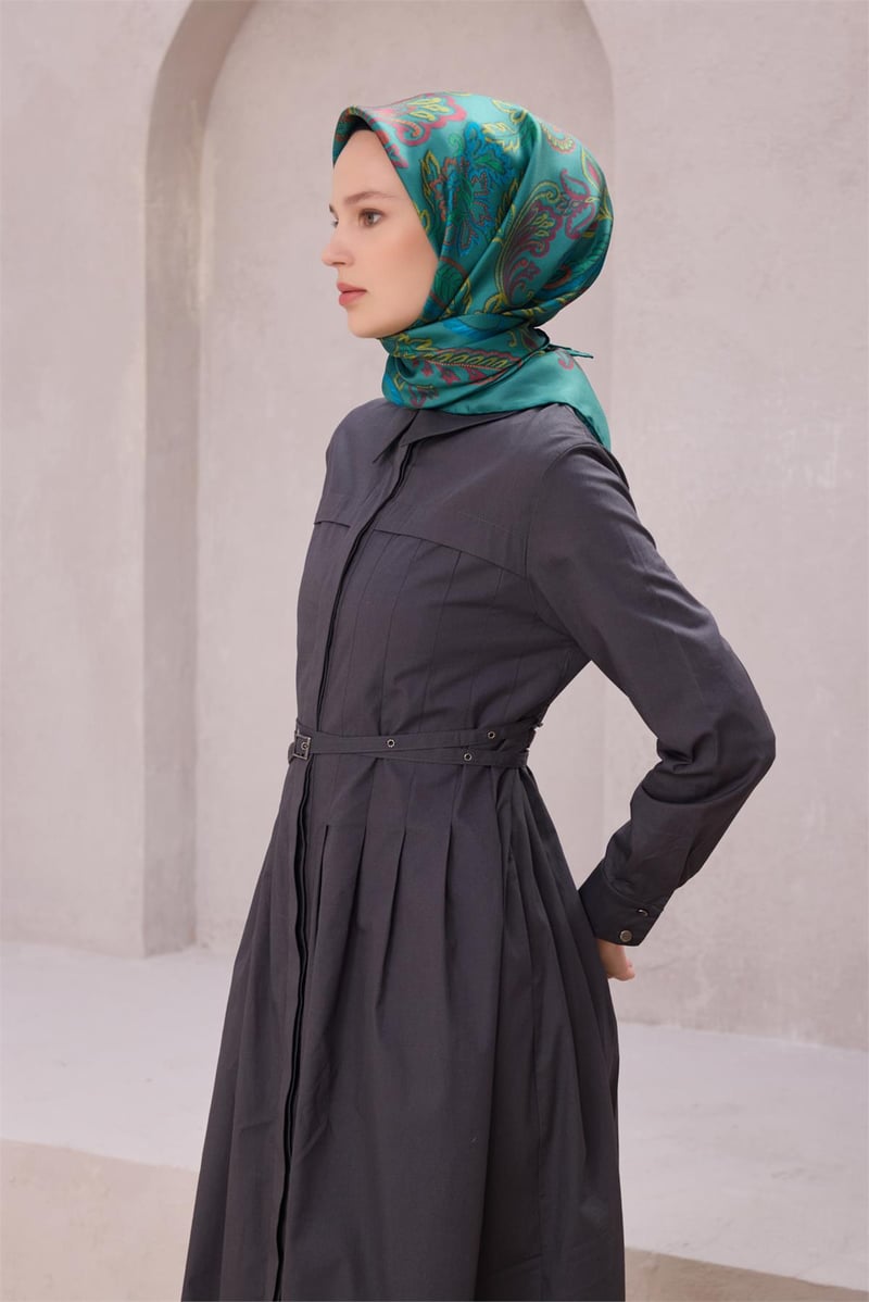 {URUNSEO_TITLE} | BELLI | BELLİ İPEK EŞARP | BELLİ ÇİÇEKLİ DESEN İPEK EŞARP 4207D (TWILL) ZÜMRÜT - 05