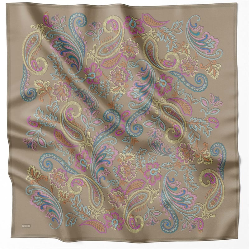 {URUNSEO_TITLE} | BELLI | BELLİ İPEK EŞARP | BELLİ ÇİÇEKLİ DESEN İPEK EŞARP 4207D (TWILL) VİZON - 01