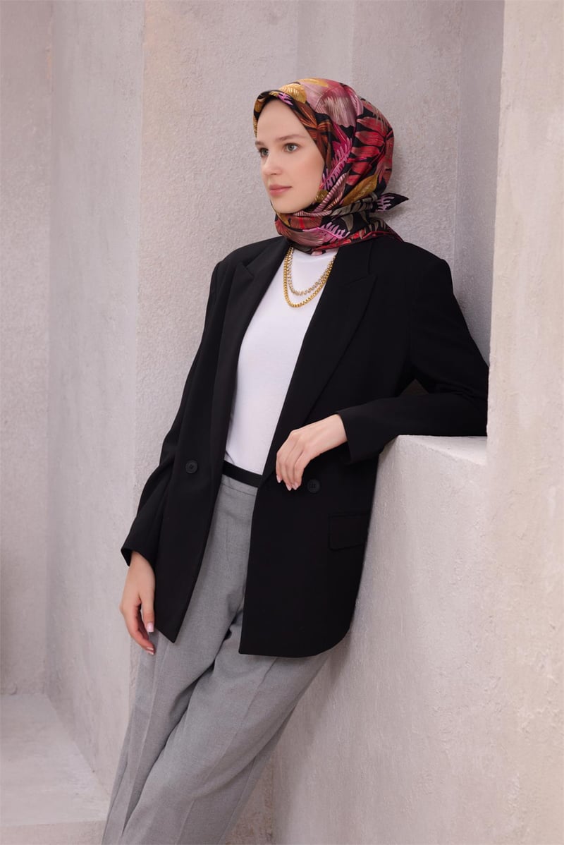 {URUNSEO_TITLE} | BELLI | BELLİ İPEK EŞARP | BELLİ ÇİÇEKLİ DESEN İPEK EŞARP 4225D (TWILL) ACI KAHVE - 51