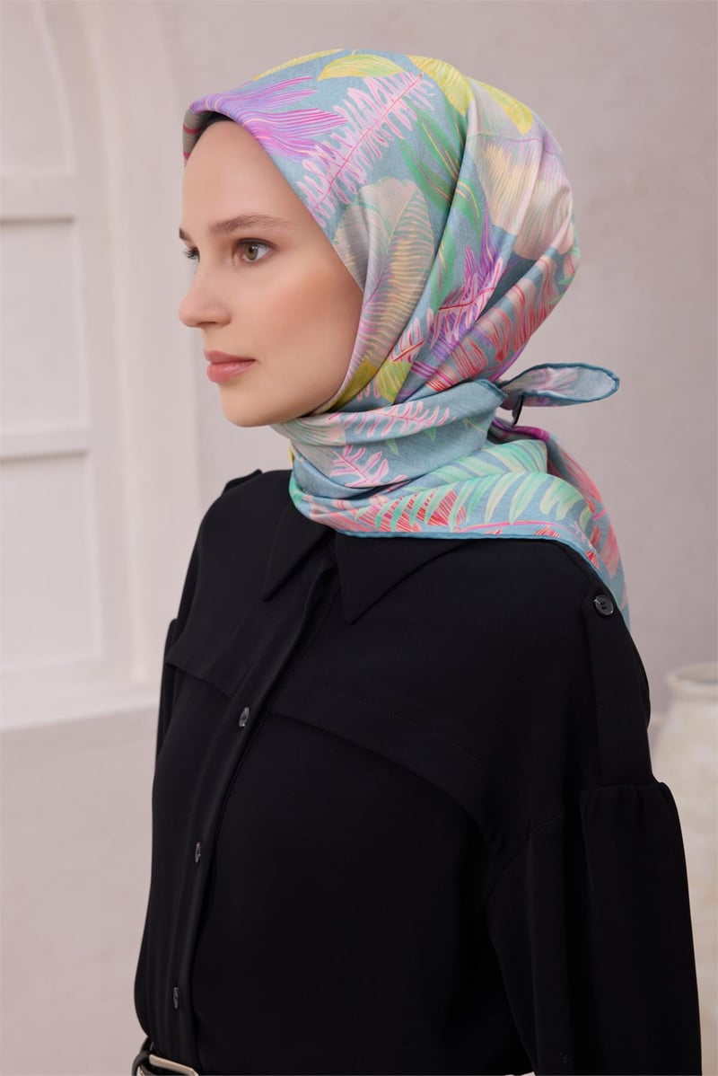 {URUNSEO_TITLE} | BELLI | BELLİ İPEK EŞARP | BELLİ ÇİÇEKLİ DESEN İPEK EŞARP 4225D (TWILL) MİNT - 56