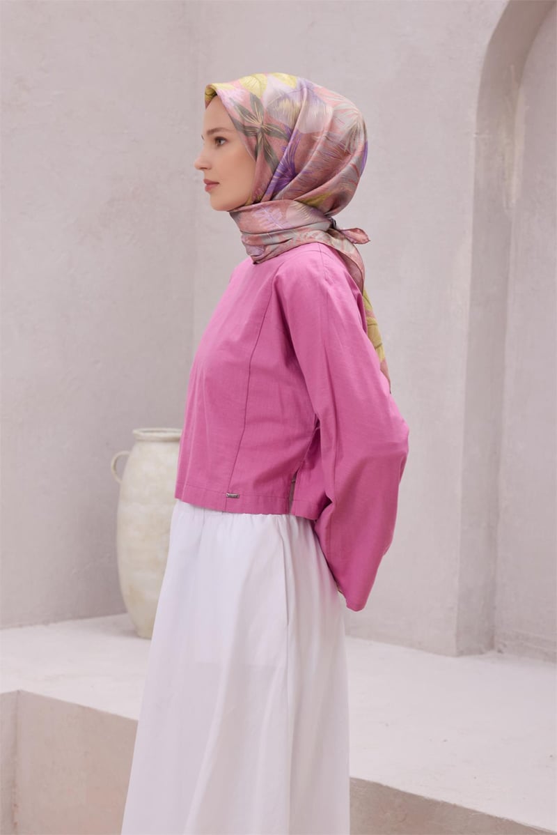 {URUNSEO_TITLE} | BELLI | BELLİ İPEK EŞARP | BELLİ ÇİÇEKLİ DESEN İPEK EŞARP 4225D (TWILL) SOMON - 55