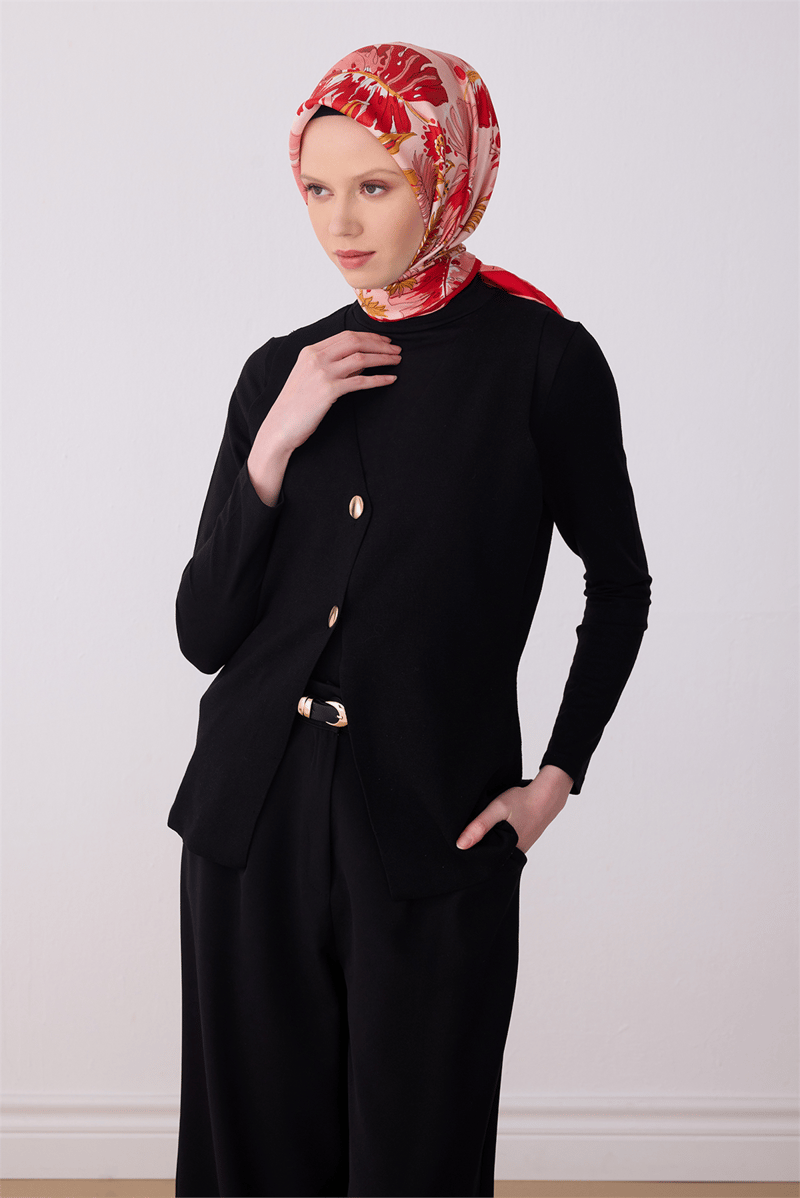 Belli Çok Renkli Çiçek Desen %100 Twill İpek Eşarp 4323-52