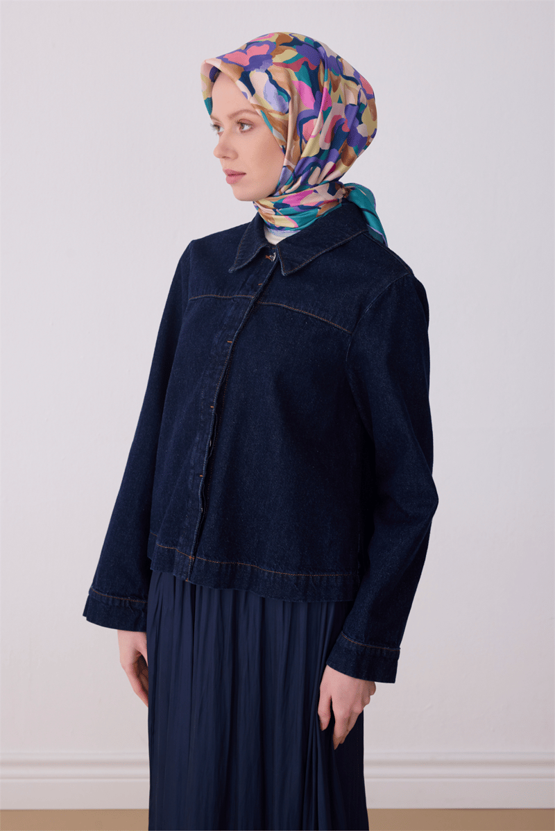 Belli Çok Renkli Çiçek Desen %100 Twill İpek Eşarp 4312-36
