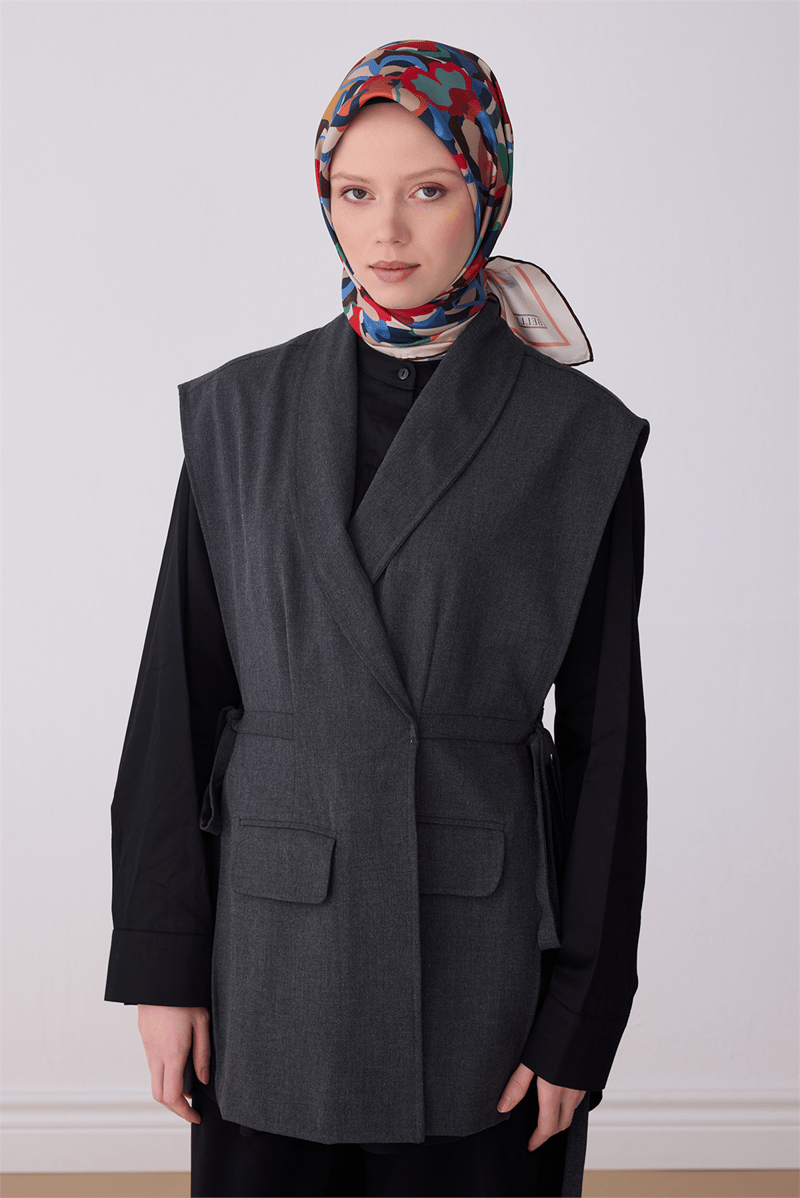 Belli Çok Renkli Çiçek Desen %100 Twill İpek Eşarp 4312-85