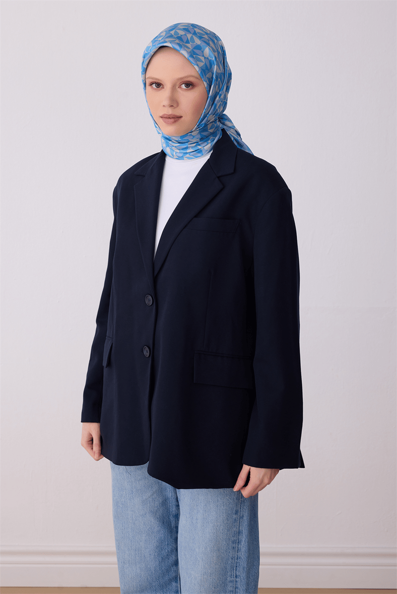 Belli Çok Renkli Obje Desen %100 Twill İpek Eşarp 4322-33