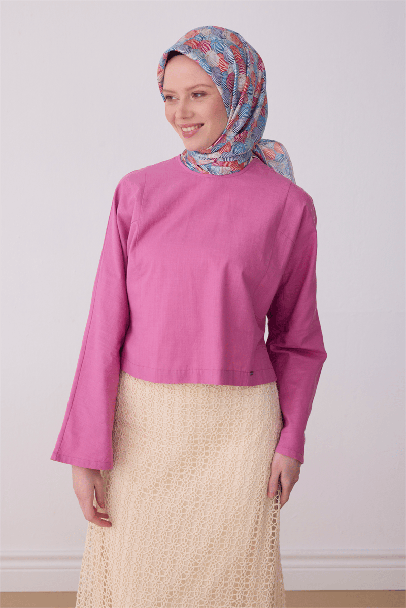 Belli Çok Renkli Obje Desen %100 Twill İpek Eşarp 4313-34