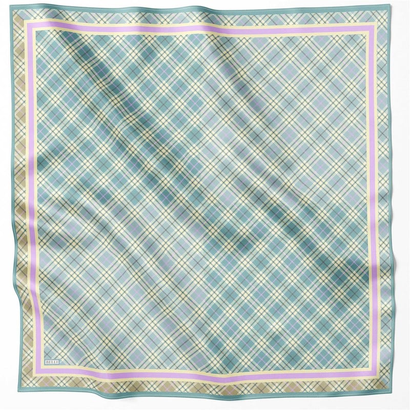 BELLİ EKOSE DESEN İPEK EŞARP 4218D (TWILL) SU YEŞİLİ - 83