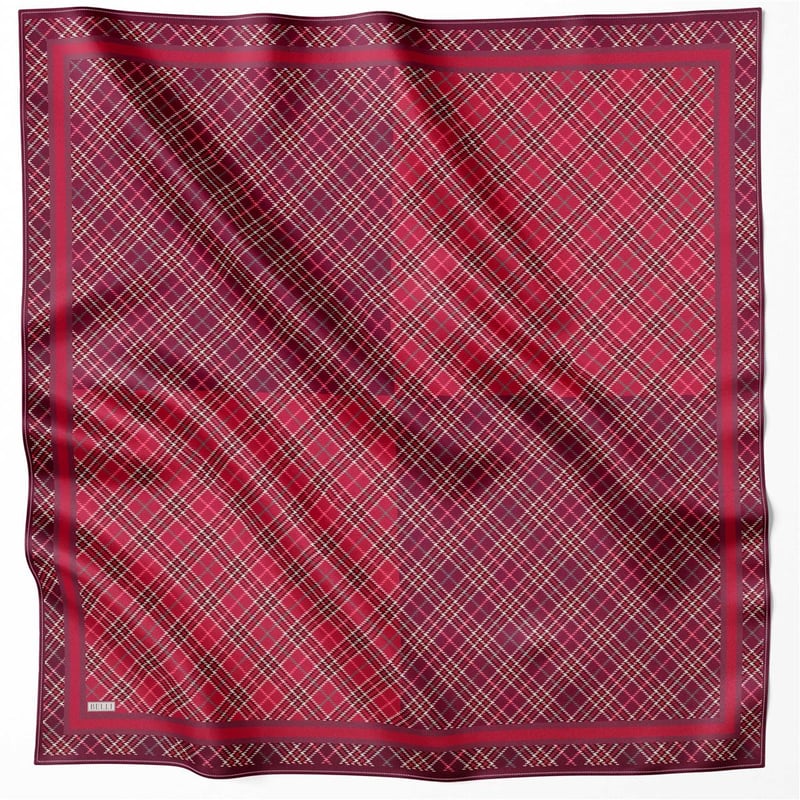 BELLİ EKOSE DESEN İPEK EŞARP 4218D (TWILL) BORDO - 85