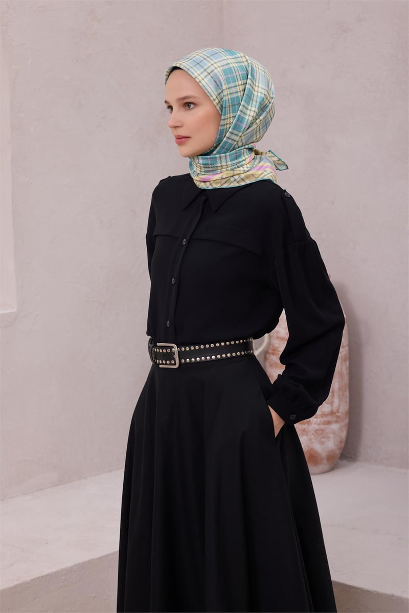 {URUNSEO_TITLE} | BELLI | BELLİ İPEK EŞARP | BELLİ EKOSE DESEN İPEK EŞARP 4218D (TWILL) SU YEŞİLİ - 83