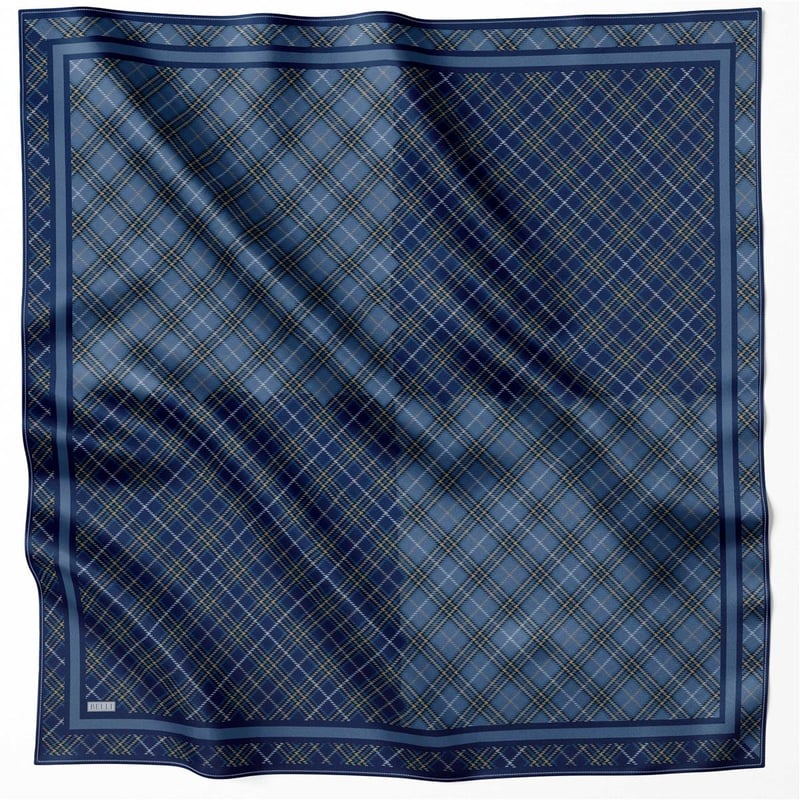 {URUNSEO_TITLE} | BELLI | BELLİ İPEK EŞARP | BELLİ EKOSE DESEN İPEK EŞARP 4218D (TWILL) LACİVERT - 87