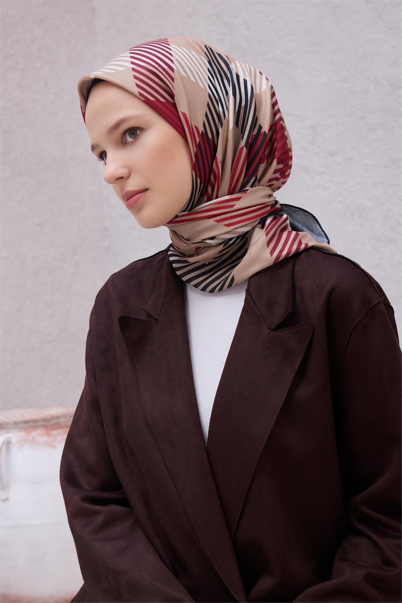 {URUNSEO_TITLE} | BELLI | POLYESTER EŞARP | BELLİ EKOSE DESEN NOVA CAMEL EŞARP 1005