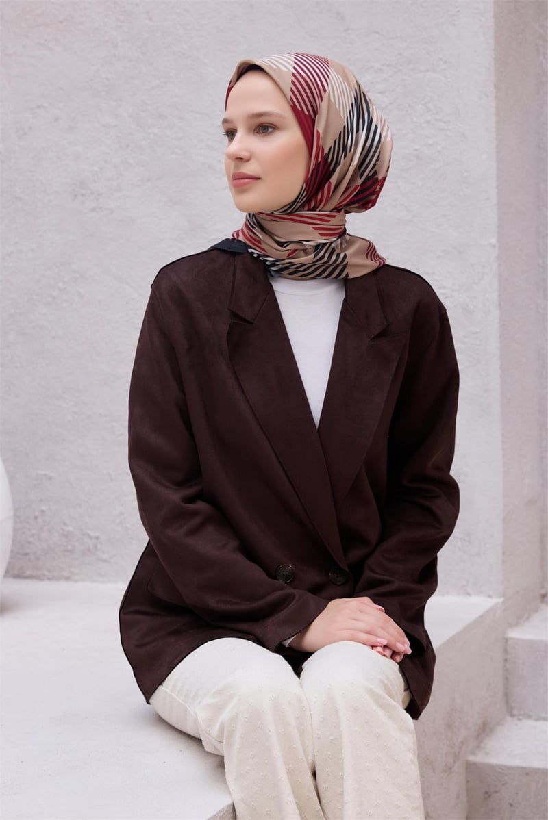 {URUNSEO_TITLE} | BELLI | POLYESTER EŞARP | BELLİ EKOSE DESEN NOVA CAMEL EŞARP 1005