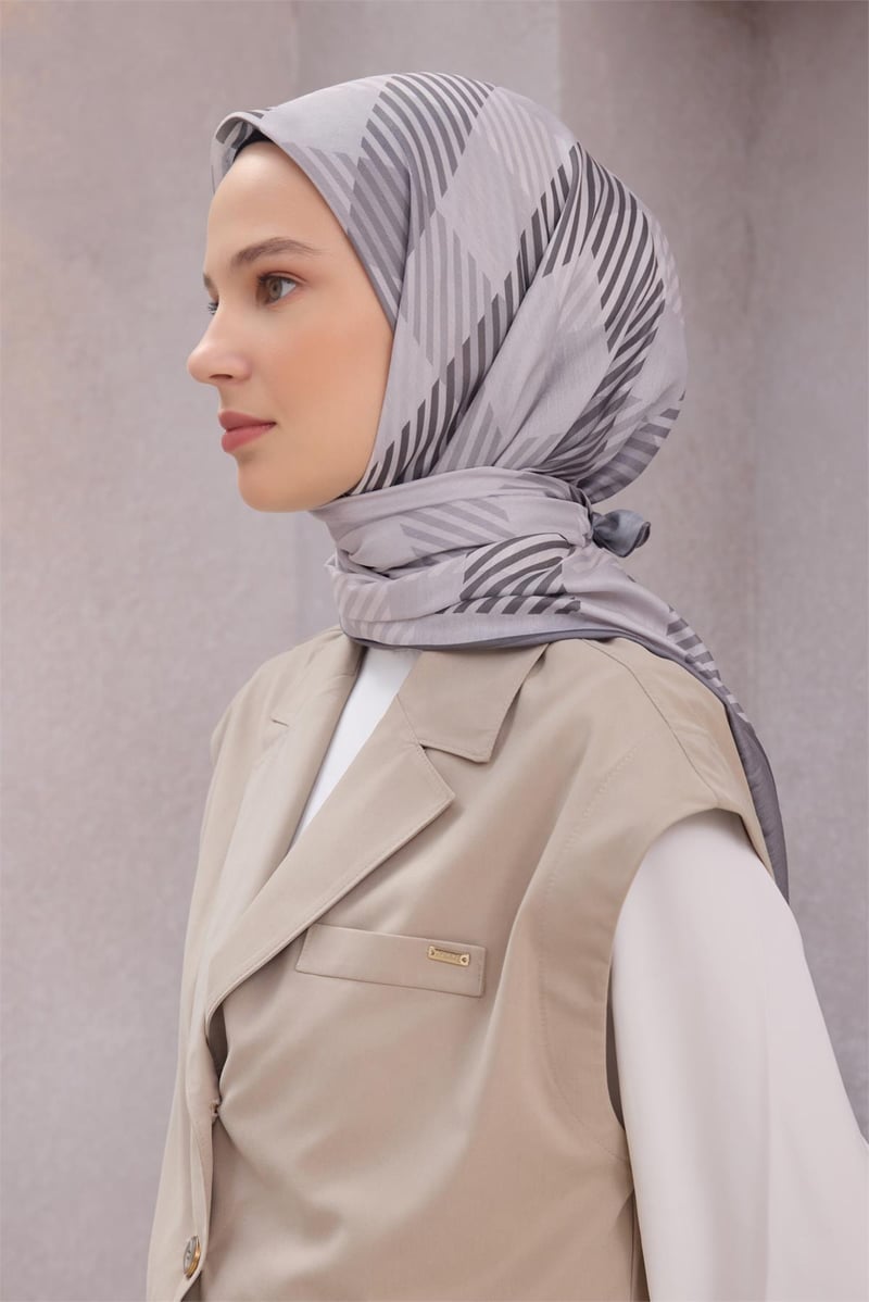 {URUNSEO_TITLE} | BELLI | POLYESTER EŞARP | BELLİ EKOSE DESEN NOVA GÜMÜŞ EŞARP 1005