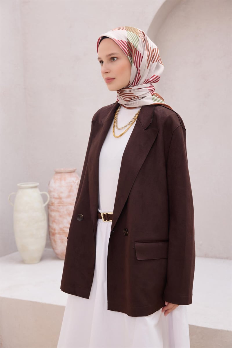 {URUNSEO_TITLE} | BELLI | POLYESTER EŞARP | BELLİ EKOSE DESEN NOVA KAHVE - BEJ EŞARP 1005