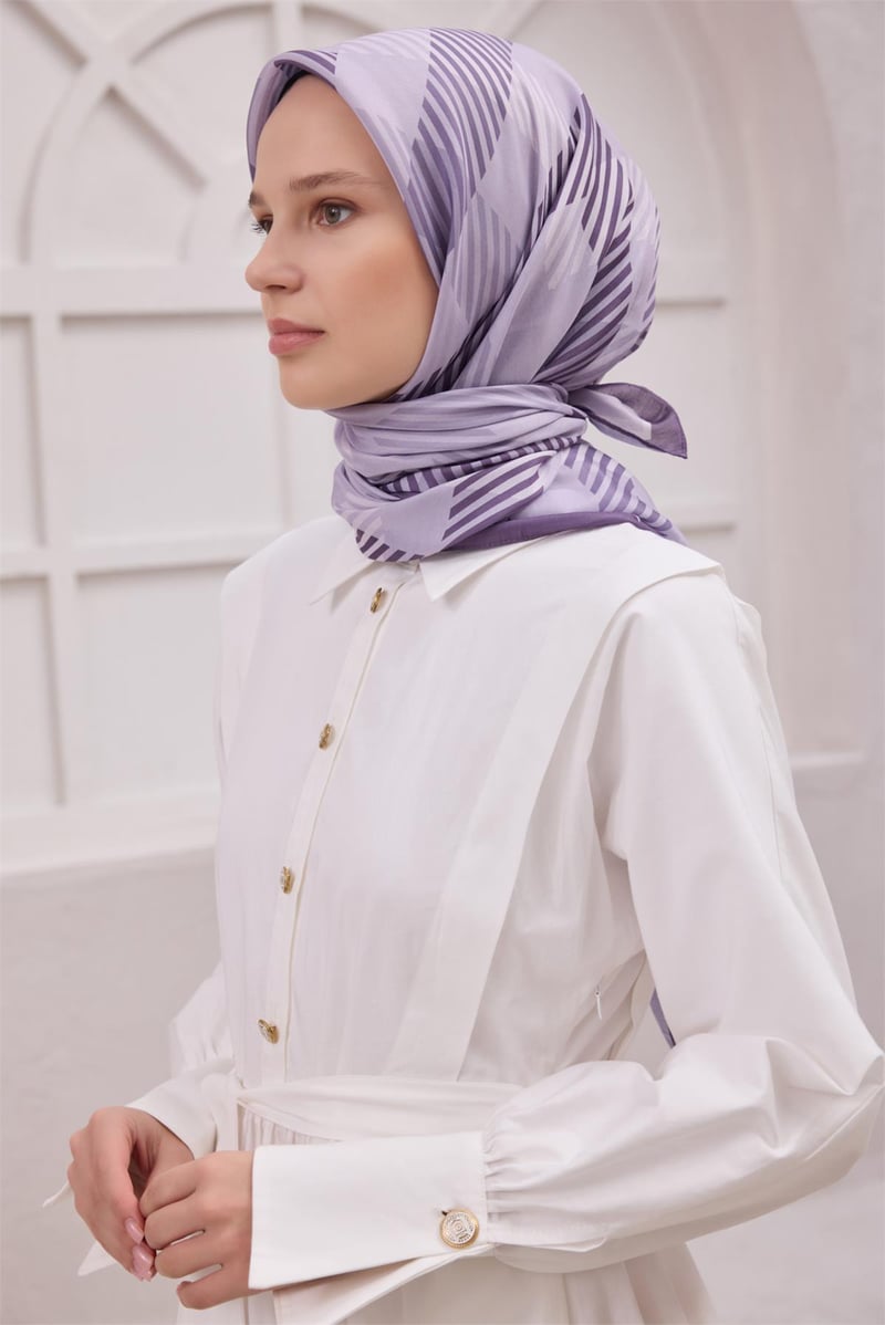 {URUNSEO_TITLE} | BELLI | POLYESTER EŞARP | BELLİ EKOSE DESEN NOVA MOR EŞARP 1005
