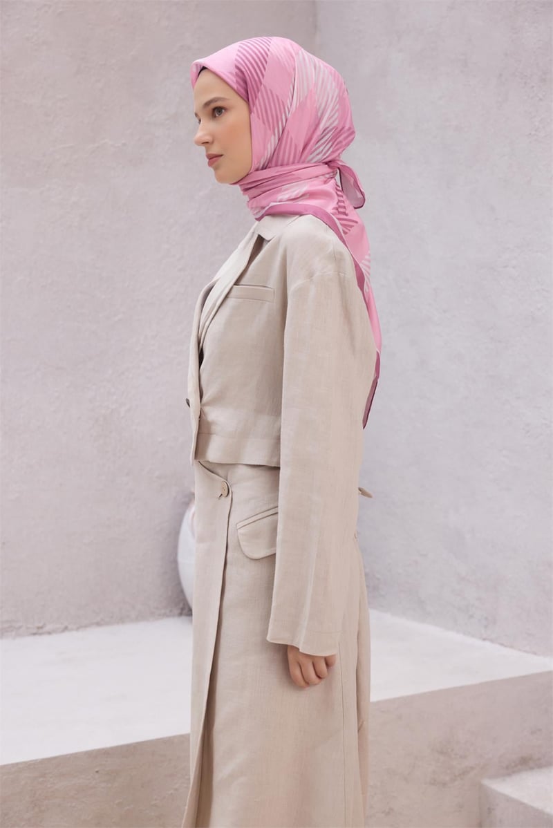 {URUNSEO_TITLE} | BELLI | POLYESTER EŞARP | BELLİ EKOSE DESEN NOVA PEMBE EŞARP 1005