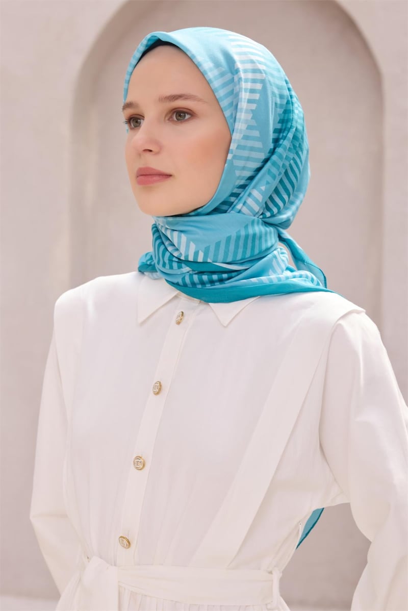 {URUNSEO_TITLE} | BELLI | POLYESTER EŞARP | BELLİ EKOSE DESEN NOVA PETROL EŞARP 1005