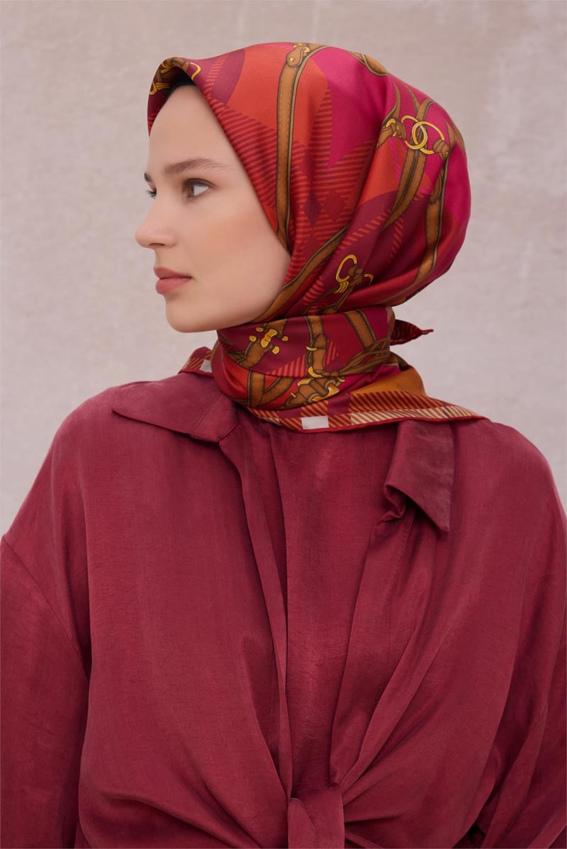 {URUNSEO_TITLE} | BELLI | BELLİ İPEK EŞARP | BELLİ EKOSE KEMER DESEN İPEK EŞARP 4206D (TWILL) PEMBE - 50