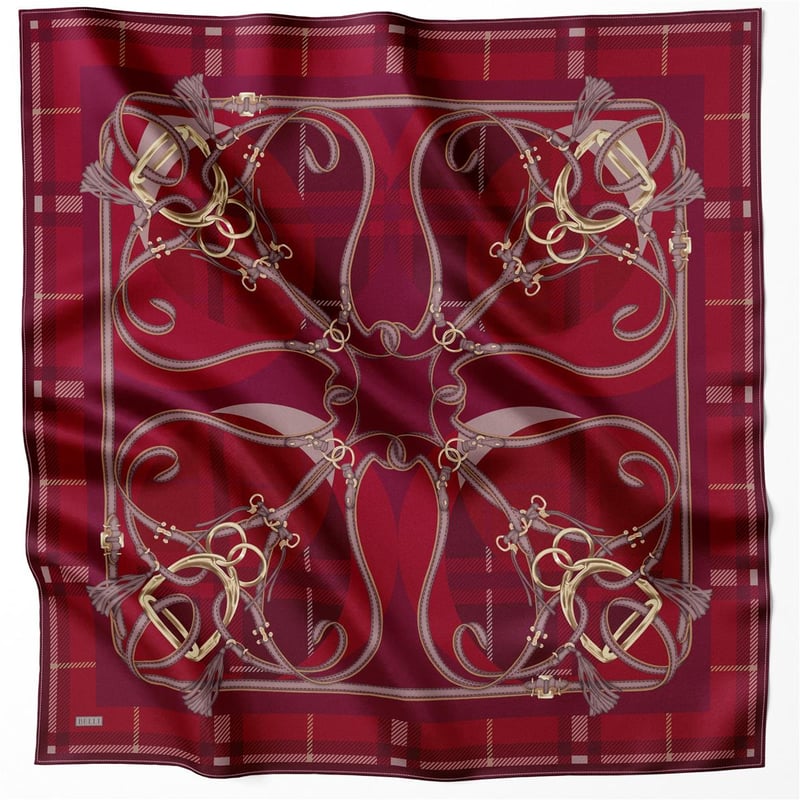 BELLİ EKOSE KEMER DESEN İPEK EŞARP 4206D (TWILL) BORDO - 84