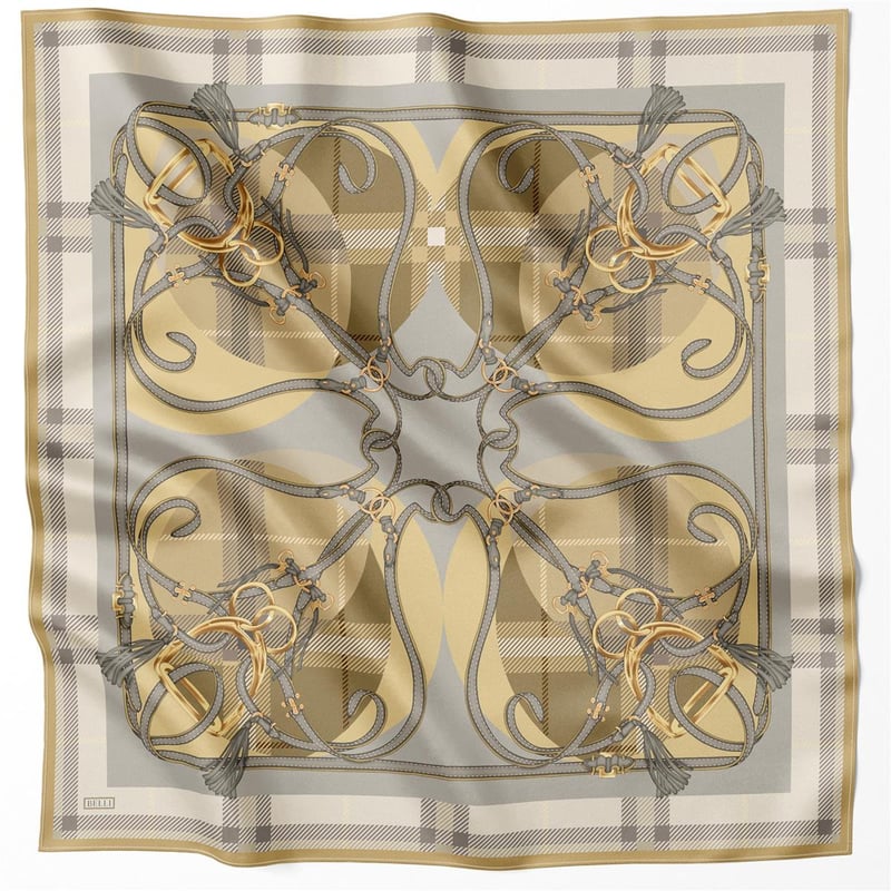{URUNSEO_TITLE} | BELLI | BELLİ İPEK EŞARP | BELLİ EKOSE KEMER DESEN İPEK EŞARP 4206D (TWILL) BEJ - 34
