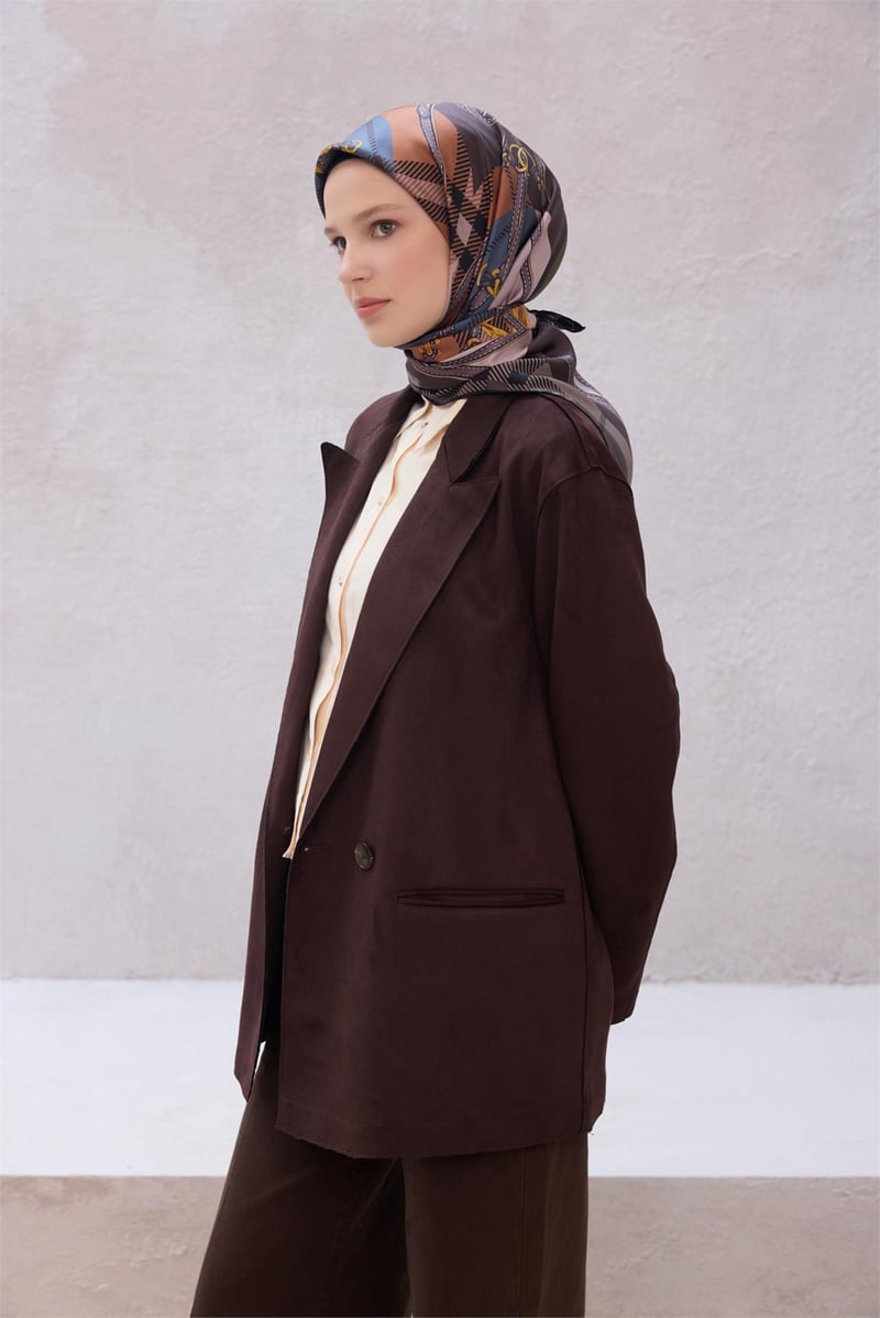 {URUNSEO_TITLE} | BELLI | BELLİ İPEK EŞARP | BELLİ EKOSE KEMER DESEN İPEK EŞARP 4206D (TWILL) KOYU VİZON - 51