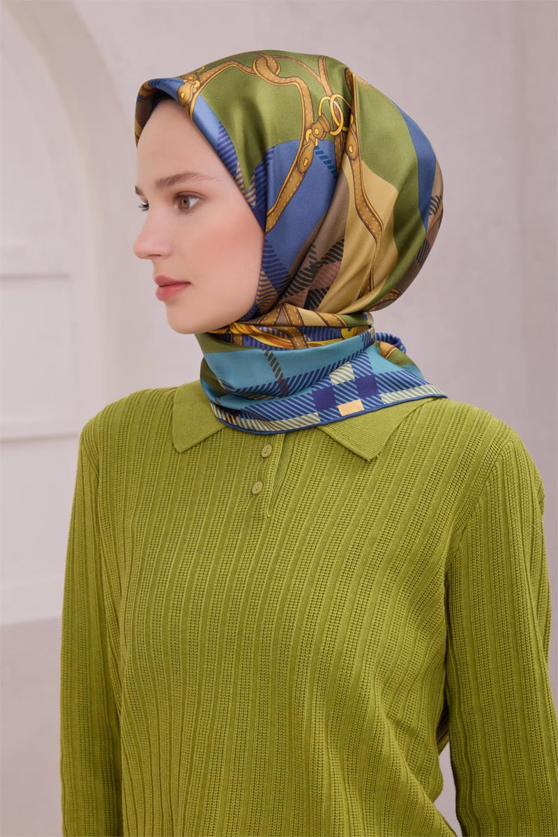 {URUNSEO_TITLE} | BELLI | BELLİ İPEK EŞARP | BELLİ EKOSE KEMER DESEN İPEK EŞARP 4206D (TWILL) MAVİ YEŞİL - 52