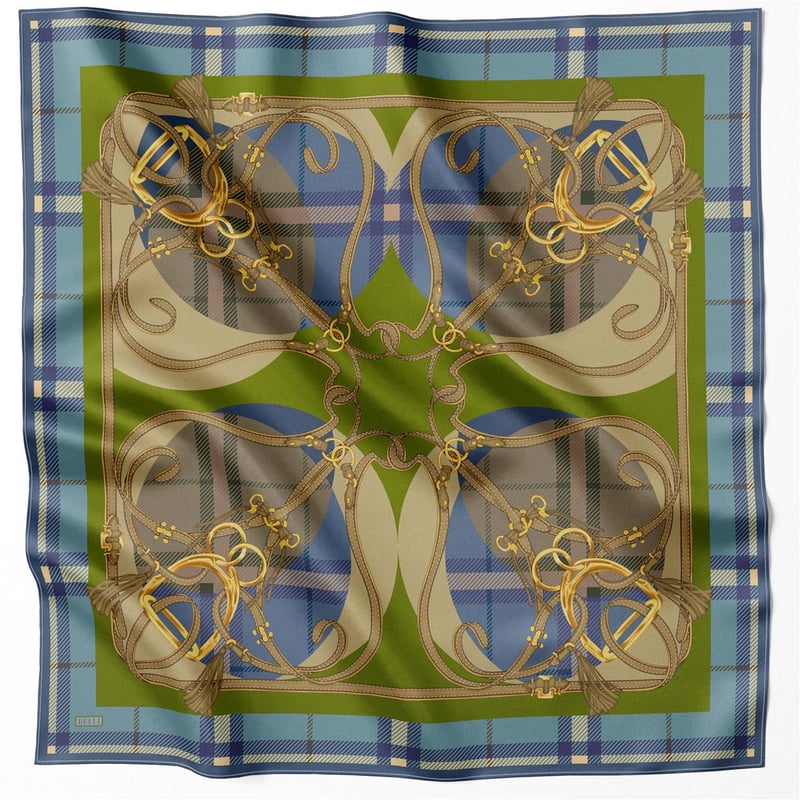 {URUNSEO_TITLE} | BELLI | BELLİ İPEK EŞARP | BELLİ EKOSE KEMER DESEN İPEK EŞARP 4206D (TWILL) MAVİ YEŞİL - 52