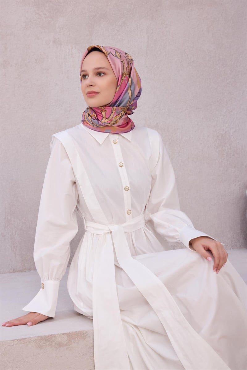 {URUNSEO_TITLE} | BELLI | BELLİ İPEK EŞARP | BELLİ EKOSE KEMER DESEN İPEK EŞARP 4206D (TWILL) PUDRA - 06