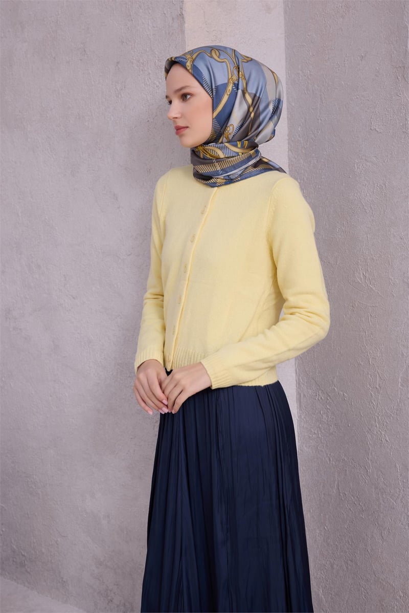 {URUNSEO_TITLE} | BELLI | BELLİ İPEK EŞARP | BELLİ EKOSE KEMER DESEN İPEK EŞARP 4206D (TWILL) İNDİGO - 05