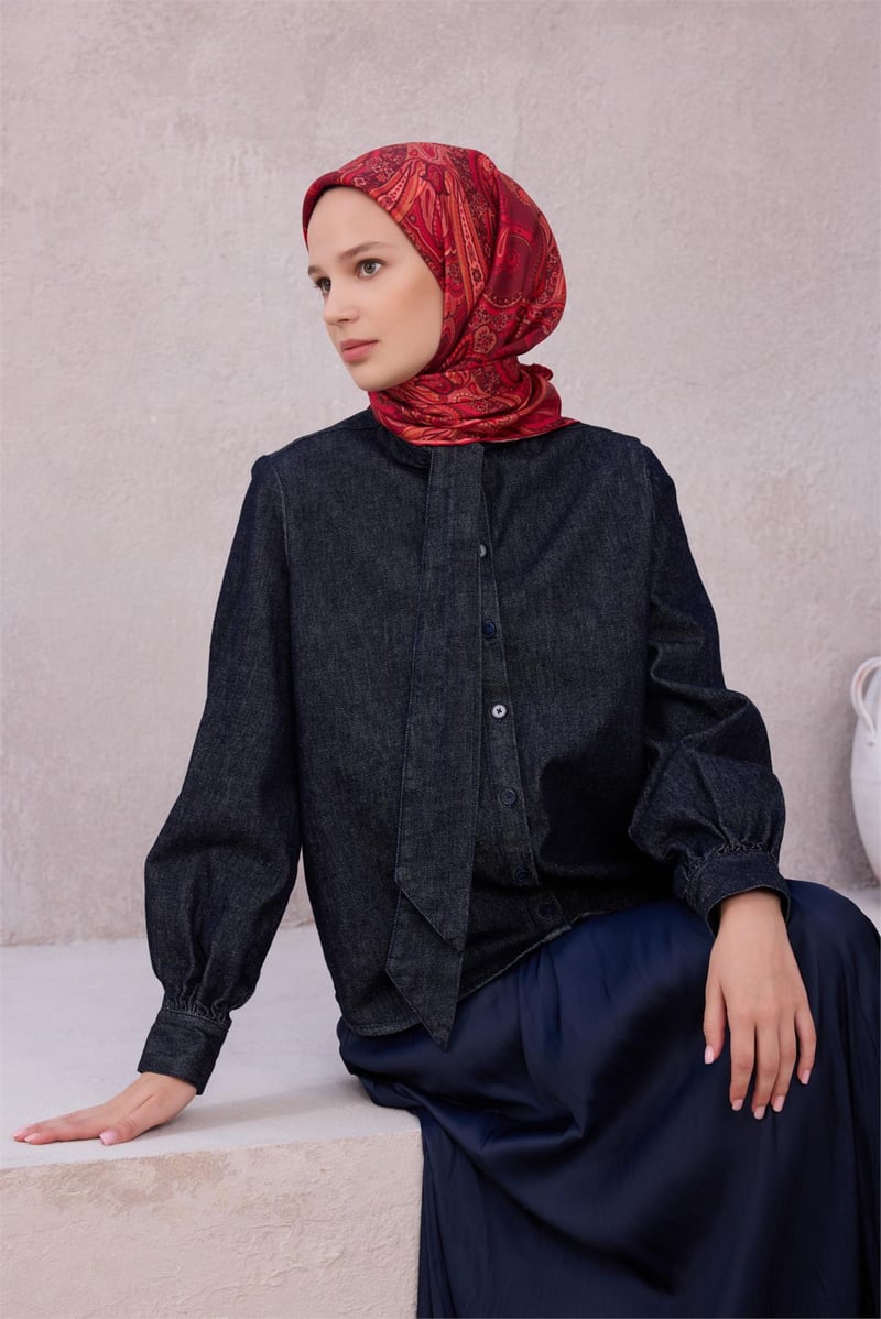 {URUNSEO_TITLE} | BELLI | BELLİ İPEK EŞARP | BELLİ ETNİK DESEN İPEK EŞARP 4202D (TWILL) BORDO - 05