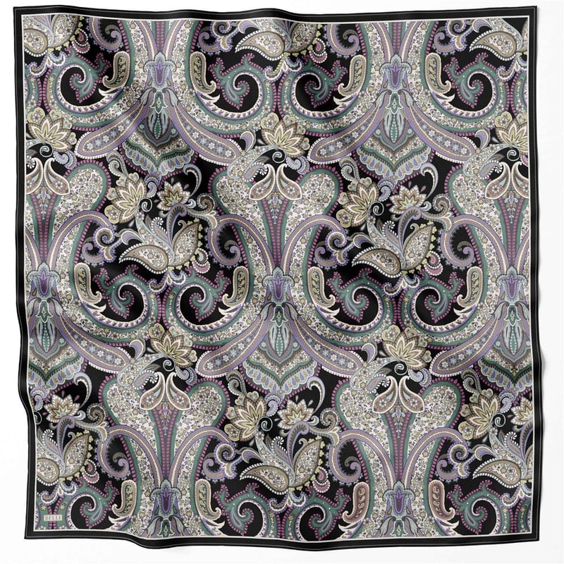 BELLİ ETNİK DESEN İPEK EŞARP 4202D (TWILL) SİYAH - 87