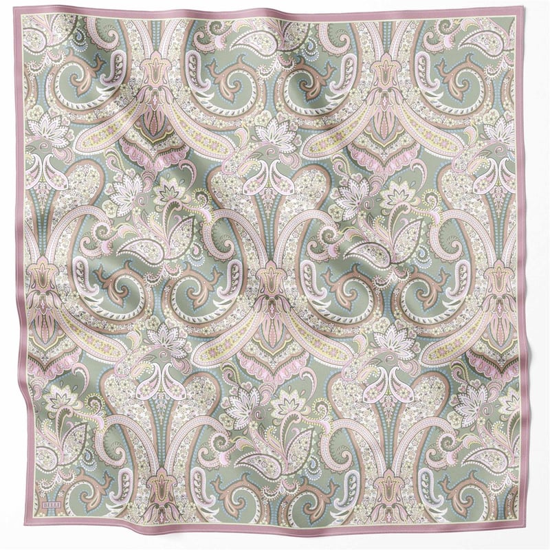 BELLİ ETNİK DESEN İPEK EŞARP 4202D (TWILL) PUDRA - 52