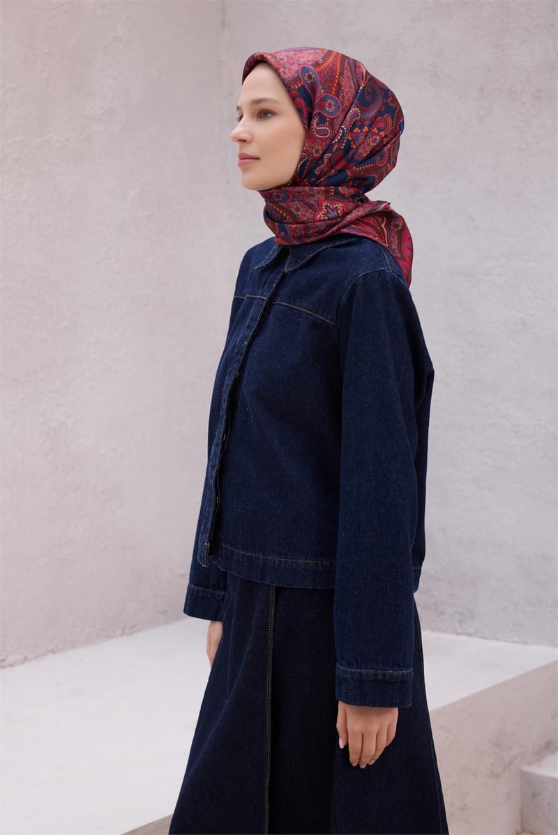 {URUNSEO_TITLE} | BELLI | BELLİ İPEK EŞARP | BELLİ ETNİK DESEN İPEK EŞARP 4202D (TWILL) BORDO LACİVERT - 80