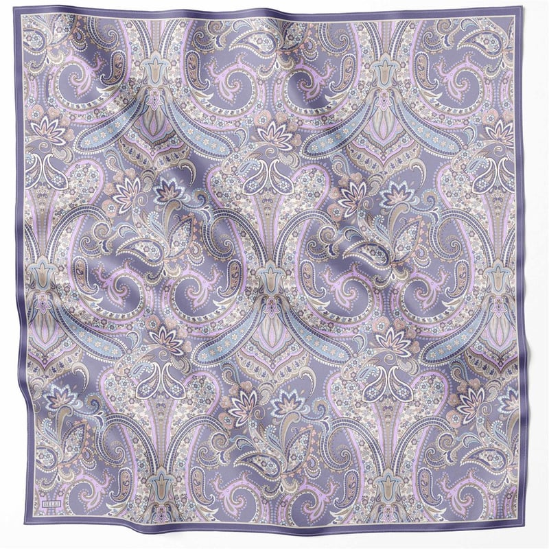 BELLİ ETNİK DESEN İPEK EŞARP 4202D (TWILL) LİLA - 35