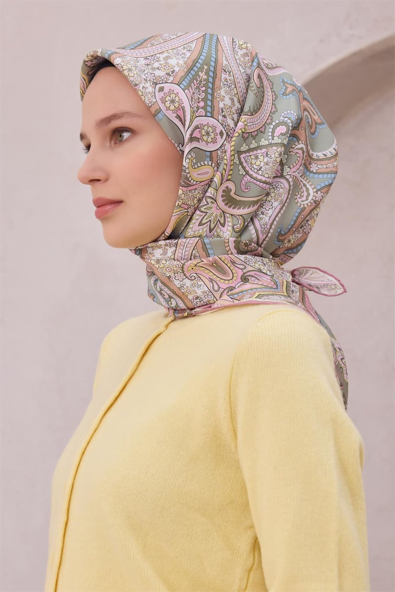 {URUNSEO_TITLE} | BELLI | BELLİ İPEK EŞARP | BELLİ ETNİK DESEN İPEK EŞARP 4202D (TWILL) PUDRA - 52