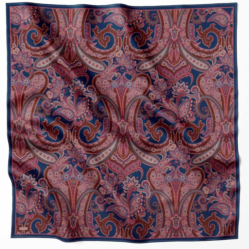 {URUNSEO_TITLE} | BELLI | BELLİ İPEK EŞARP | BELLİ ETNİK DESEN İPEK EŞARP 4202D (TWILL) BORDO LACİVERT - 80