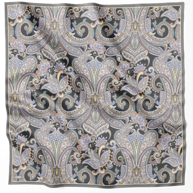 {URUNSEO_TITLE} | BELLI | BELLİ İPEK EŞARP | BELLİ ETNİK DESEN İPEK EŞARP 4202D (TWILL) ANTRASİT - 88