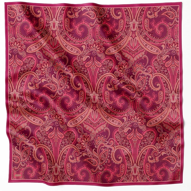 BELLİ ETNİK DESEN İPEK EŞARP 4202D (TWILL) BORDO - 05