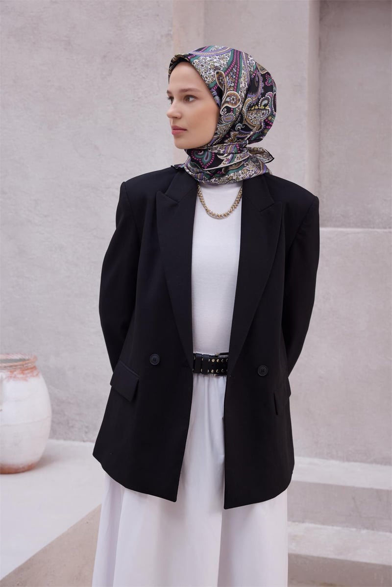 {URUNSEO_TITLE} | BELLI | BELLİ İPEK EŞARP | BELLİ ETNİK DESEN İPEK EŞARP 4202D (TWILL) SİYAH - 87