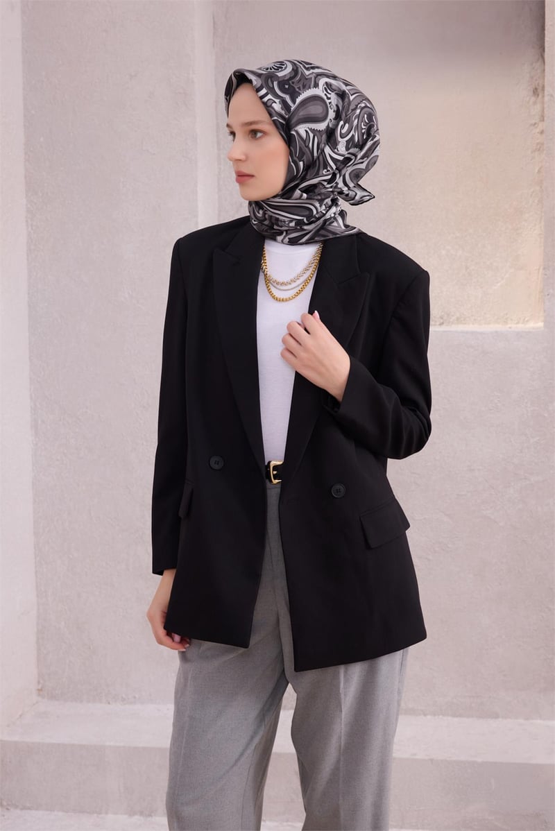 {URUNSEO_TITLE} | BELLI | BELLİ İPEK EŞARP | BELLİ ETNİK DESEN İPEK EŞARP 4222D (TWILL) SİYAH - 58