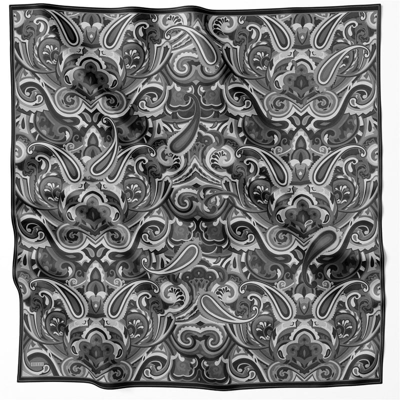 {URUNSEO_TITLE} | BELLI | BELLİ İPEK EŞARP | BELLİ ETNİK DESEN İPEK EŞARP 4222D (TWILL) SİYAH - 58