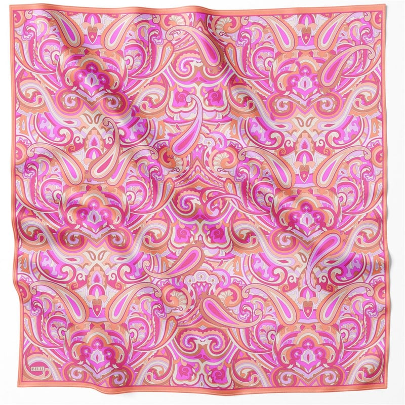 BELLİ ETNİK DESEN İPEK EŞARP 4222D (TWILL) PEMBE - 55
