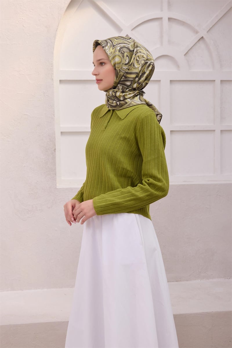 {URUNSEO_TITLE} | BELLI | BELLİ İPEK EŞARP | BELLİ ETNİK DESEN İPEK EŞARP 4222D (TWILL) HAKİ - 87