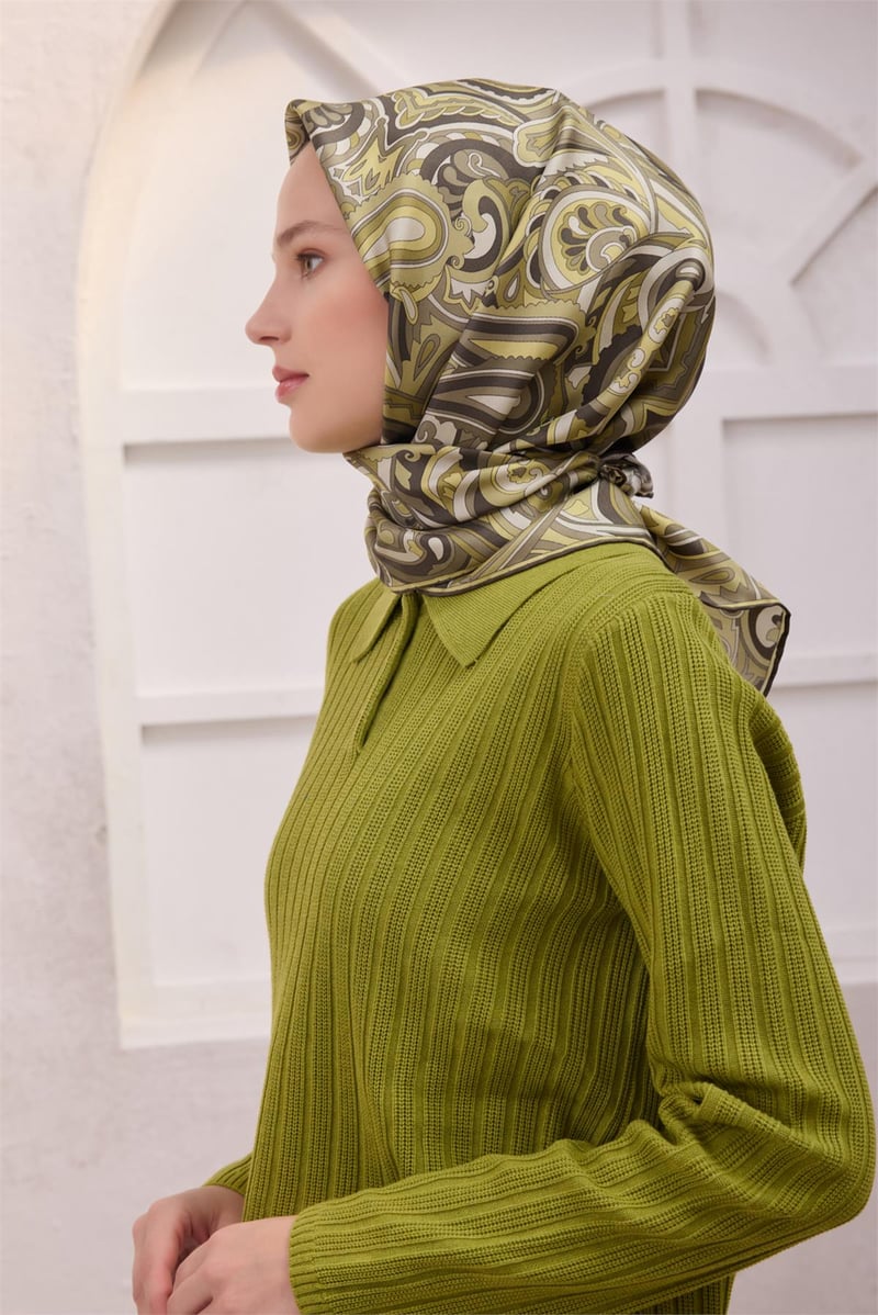 {URUNSEO_TITLE} | BELLI | BELLİ İPEK EŞARP | BELLİ ETNİK DESEN İPEK EŞARP 4222D (TWILL) HAKİ - 87