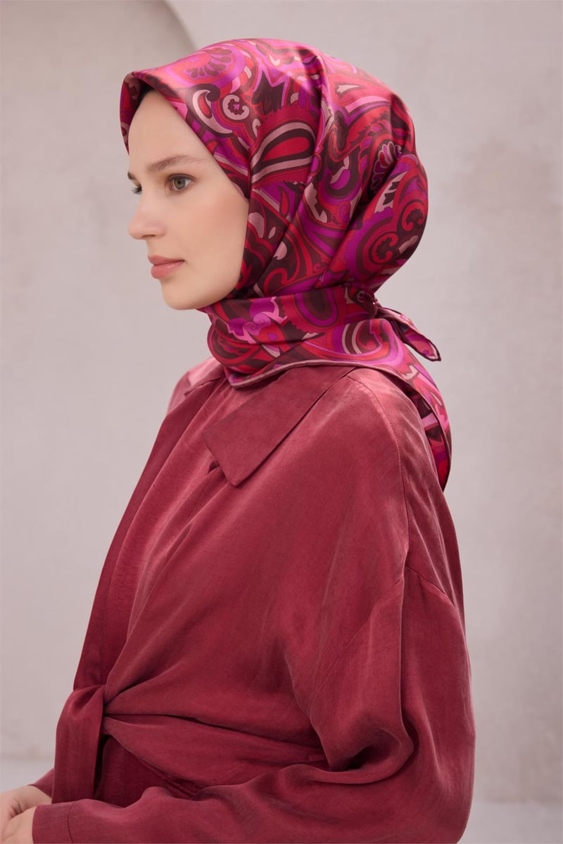 {URUNSEO_TITLE} | BELLI | BELLİ İPEK EŞARP | BELLİ ETNİK DESEN İPEK EŞARP 4222D (TWILL) VİŞNE ÇÜRÜĞÜ - 86