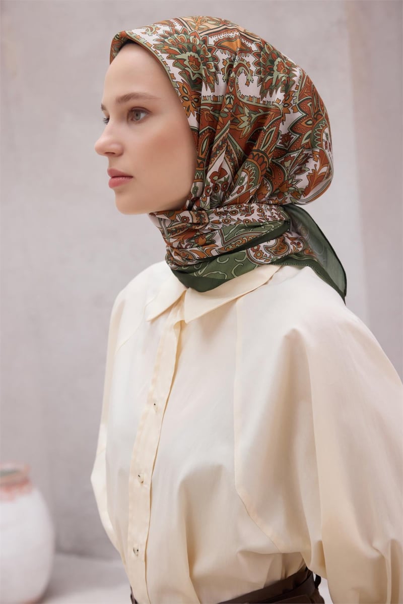 {URUNSEO_TITLE} | BELLI | POLYESTER EŞARP | BELLİ ETNİK DESEN NOVA HAKİ EŞARP 1004