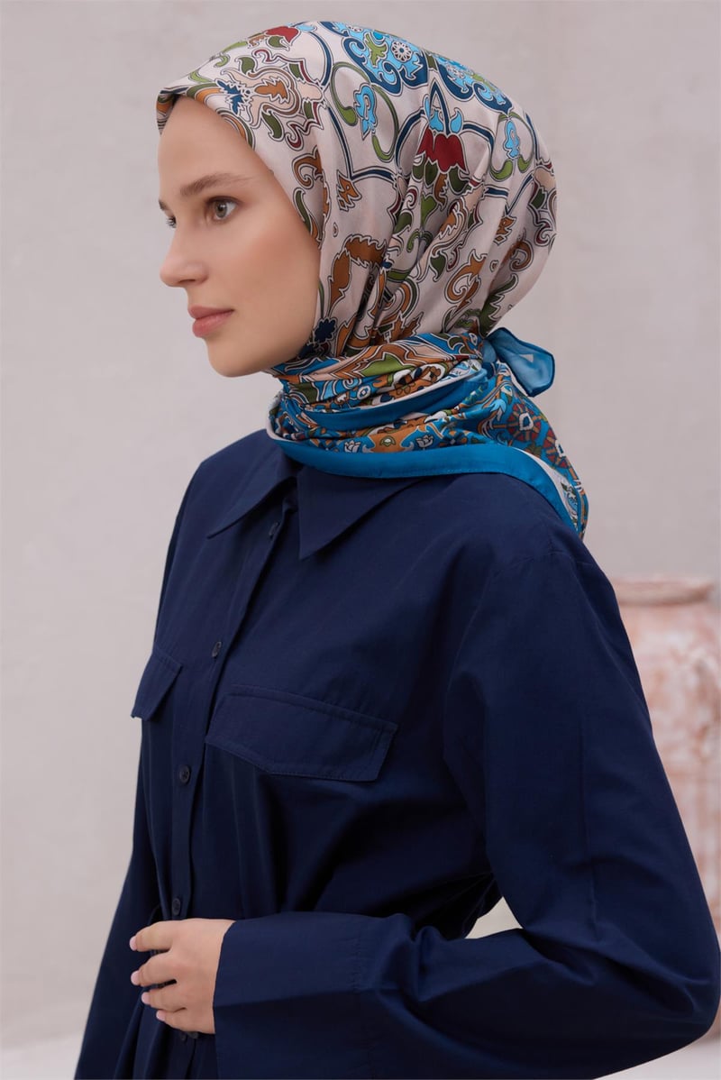 {URUNSEO_TITLE} | BELLI | POLYESTER EŞARP | BELLİ ETNİK DESEN NOVA PETROL EŞARP 1003