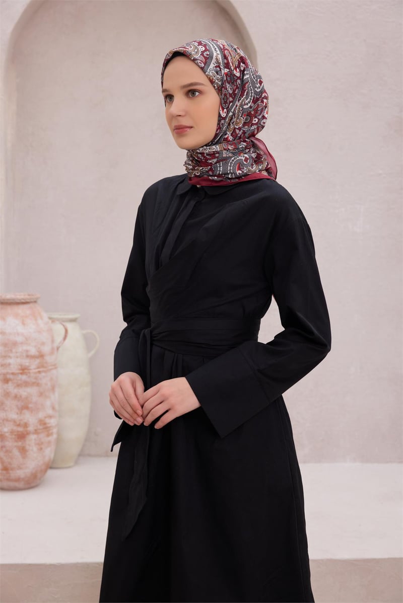 {URUNSEO_TITLE} | BELLI | POLYESTER EŞARP | BELLİ ETNİK DESEN PREMIUM SOFT BORDO EŞARP 4