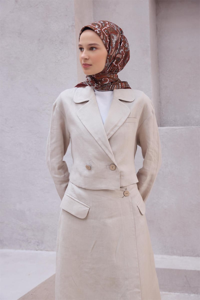 {URUNSEO_TITLE} | BELLI | POLYESTER EŞARP | BELLİ ETNİK DESEN PREMIUM SOFT KİREMİT EŞARP 5