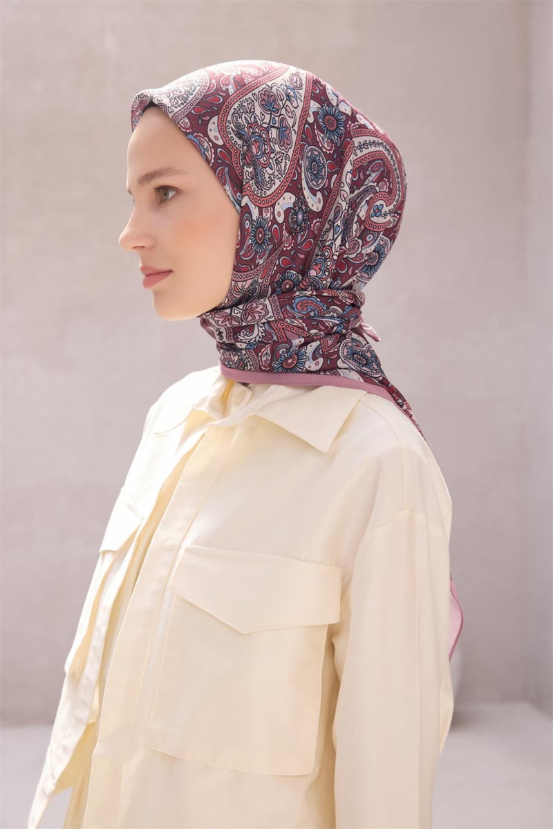 {URUNSEO_TITLE} | BELLI | POLYESTER EŞARP | BELLİ ETNİK DESEN PREMIUM SOFT PEMBE EŞARP 4